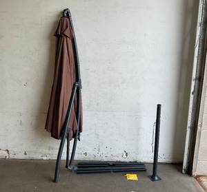 lot 33 image: Lausaint Home 10 ft. Brown Cantilever Patio Umbrella