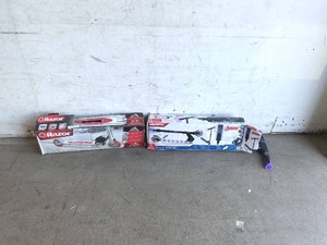 lot 42 image: LOT OF 2 Scooters - Razor A Red Kick Scooter and Huffy Black Panther Electro Light In Line 100mm Kids Black Kick Scooter