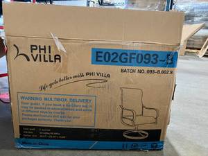 lot 61 image: PHI VILLA Set of 2 Black Swivel Textilene Metal Patio Outdoor Dining Chair