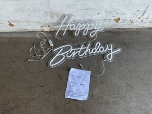 lot 238 image: Happy Birthday Warm White Neon Wall Sign