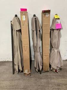 lot 64 image: LOT OF 3 StyleWell 7.5 ft. Steel Market Outdoor Patio Umbrella in Riverbed Taupe