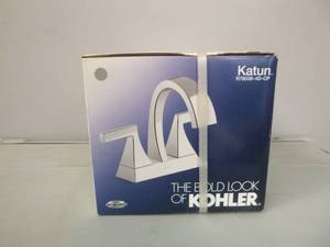 lot 302 image: Kohler Katun Polished Chrom 4 in. Centerset 2-Handle Bathroom Faucet