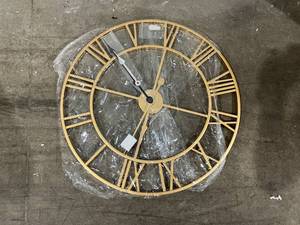 lot 79 image: Leike Large Modern Gold Metal Roman Numeral Wall Clock