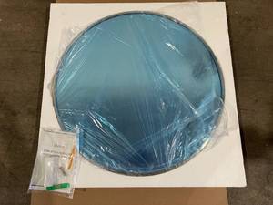 lot 82 image: FLYOUNG 26 Inch Silver Stainless Steel Framed Circle Wall Mirror