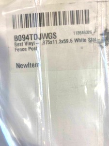 lot 84 image: Best Vinyl White Slat- T&G Fence Post