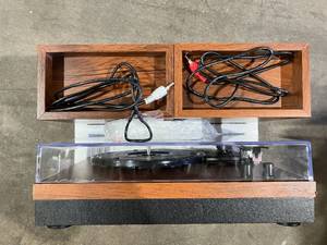 lot 92 image: LP&No.1 Bluetooth Vinyl 3-Speed Belt-Drive Turntable with External Speakers - Yellow Wood Finish