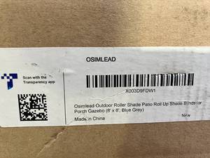 lot 328 image: Osimlead 8 x 8 ft. Cordless Blue Grey Outdoor Roller Shade