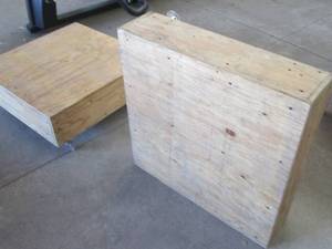 lot 18 image: 2 wood platform movers on caster wh...