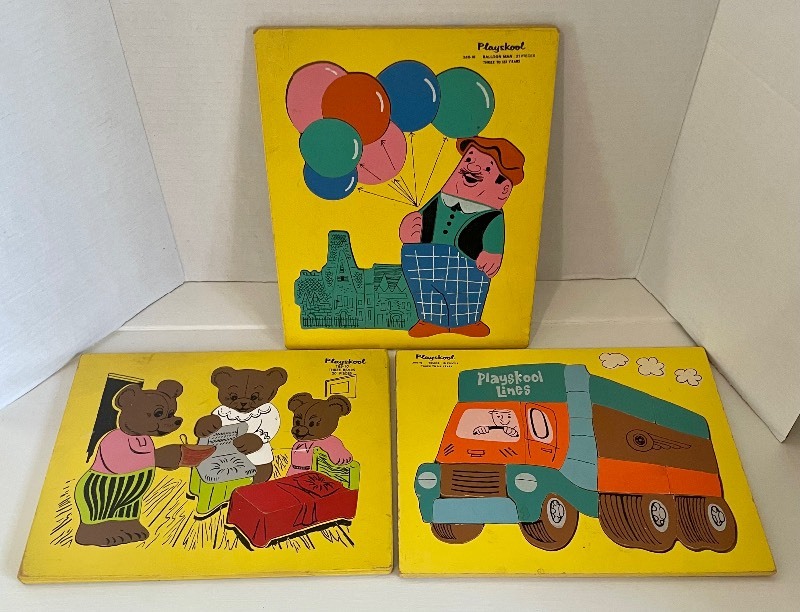 Trio of Vintage Wooden Puzzles Marvelous Minneapolis Moving Auction K BID