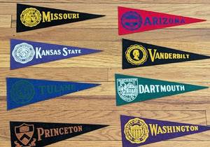 lot 29 image: Assorted Miniature Vintage College Pennants #2