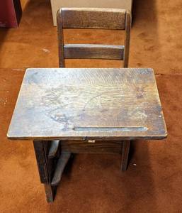 lot 96A image: Vintage Wood School Desk