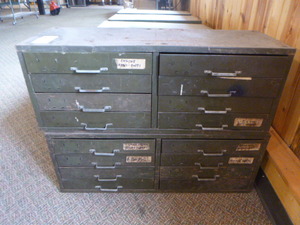 lot 25 image: 2 Metal Parts Bin Organizing Cabinets