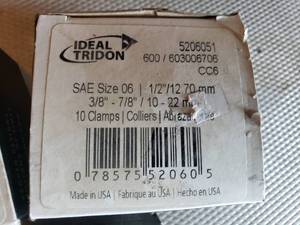 lot 150 image: Lot of 3 Boxes of Size 06 Hose Clamps (38 to 78)