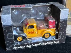 lot 24 image: Coca-Cola 1947 Dodge Pickup Truck Bank, Vintage Car Ad & Collector Car