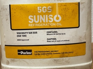 lot 91 image: 2 Jugs Parker 5GS Suniso Refrigeration Oil