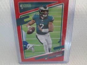 lot 40 image: 2021 Donruss Jalen Hurts Red Press ...