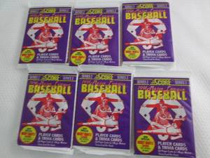 lot 165 image: 6 1991 Score Baseball Series 2 Pack...