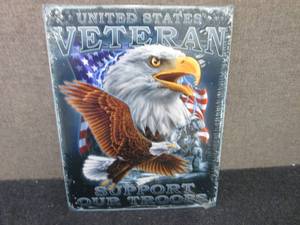 lot 337 image: Metal US Veteran Sign 16x12.5 inche...