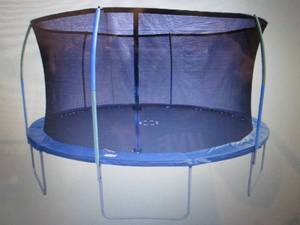 lot 354 image: 14 Round Trampoline with Enclosure...