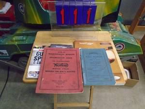 Flat of vintage motorcycle manuals. Norten & Vincent Black Shadow. Nice used condition. As shown.