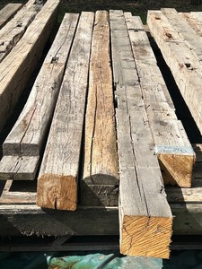 lot 9 image: Lot Of (5) Reclaimed White Oak  Pine Barn Timbers
