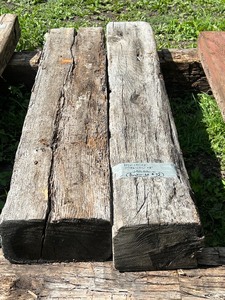 lot 12 image: Lot Of (2) Reclaimed White Oak Barn Timbers