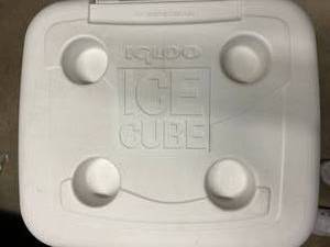 lot 4 image: MSRP $150&nbspIce Roller Cooler Igloo 60 Quart Blue Outdoor Camping Beach Marine Summer Cooler&nbspFun In The Sun Rolling Storage Tote With Lid - Good Working Condition Ready To Party