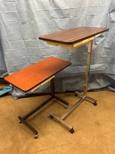 lot 27 image: Lot of 2 Sunrise Medical EO44 Automatic Overbed Tables with Pullout Tray and Compact Mirror