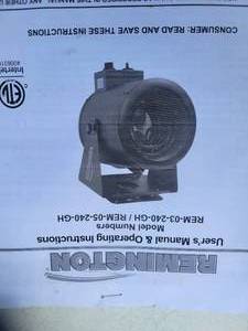 lot 1 image: Remington Electric Fan Heater for Garage