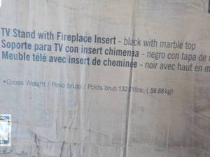 TV stand with Fireplace Insert bla...