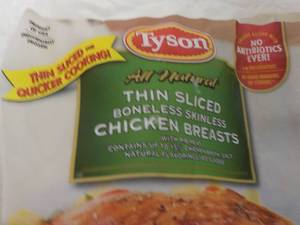 2 Frozen Pkgs Tyson Boneless Skinle...