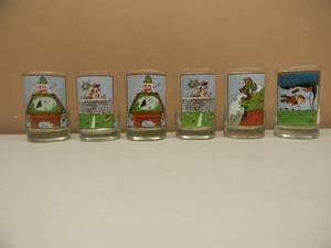 lot 5 image: VINTAGE 1982 THOUGHT FACTORY GLASSES By Gary Patterson - COLLECTION OF 6 - POOL SHARK, LUCK OUT, FIRST FLAKE & DEDICATION - GREAT SET - SEE PICTURES