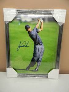 lot 10 image: VERY NICE - Tiger Woods Signed & Professionally Framed Large Photo - VERY NICE - FANTASTIC PIECE - APPROX 18 By 23 - SEE PICTURES