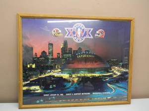 lot 34 image: SUPER BOWL XXVI SUNDAY JAN. 26. 1992 H.H.H METRODOME MPLS. MN. - Professionally Framed Wall Decor - GREAT PIECE - APPROX 30 By 24 - SEE PICTURES