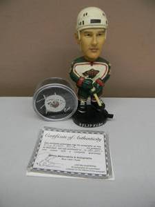 lot 48 image: MINNESOTA WILD Filip Kuba Signed Puck with COA & Bobble Head - GREAT SET - SEE PICTURES