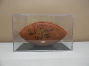 lot 54 image: MINNESOTA VIKINGS Paul Krause HOF 98 Signed NFL Football  IN CASE - FANTASTIC PIECE - SEE PICTURES