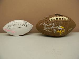 lot 64 image: MINNESOTA VIKINGS Keith Millard, Henry Thomas & Tommy Kramer SIGNED MINI WILSON FOOTBALL & Joey Browner SIGNED MINI FOOTBALL - NICE SET - SEE PICTURES
