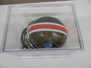 lot 70 image: CHICAGO BEARS Gale Sayers HOF 77 Signed MINI HELMET PRO FOOTBALL HALL OF FAME - WITH ORIGINAL PEN & COA - ABSOLUTELY FANTASTIC PIECE - SEE PICTURES