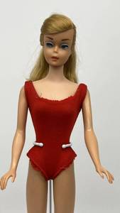 lot 18 image: Gorgeous Vintage 1964 Barbie Ash BLONDE SWIRL PONYTAIL in Original Swimsuit Lovely