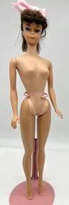 lot 28 image: Vintage 1962 PONYTAIL Barbie Brunette Blue Eyes Pink Lips Cut Hair JAPAN Made