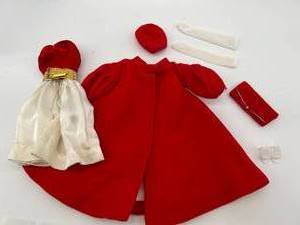 lot 121 image: Vintage Barbie SILKEN FLAME #977 & RED FLARE #939 Coat Dress Purses Belt