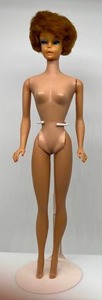 lot 133 image: Vintage 1962 BUBBLE CUT MIDGE Barbie Doll Red Titian Hair Straight Legs JAPAN