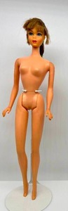 lot 134 image: Vintage 1967 TNT Twist N Turn Barbie doll Sandy Brown Hair Rooted Eyelashes Bendable Legs