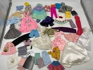 lot 139 image: Vintage 80s Variety of Fashion Clothing for Barbie Fancy & Casual Dresses & Beachwear