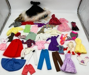 lot 148 image: Vintage 80s Lot of Barbie Clothing Fancy Dresses Pants Blouses Shorts Swimsuits