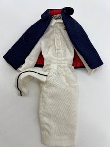 lot 72 image: Vintage 1961 Barbie Doll Outfit REGISTERED NURSE #991 Dress Cape Hat 3 Piece