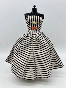 lot 85 image: Vintage 1960s Barbie Doll Dress COTTON CASUAL #912 Outfit Striped Flair