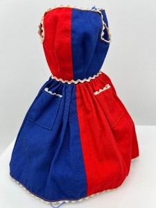 lot 93 image: Vintage 1963 Barbie FANCY FREE #943 Red & Blue Fit n Flair Dress