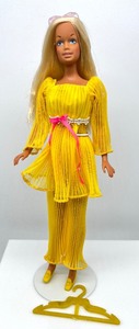 lot 94 image: 2008 Reproduction MALIBU Barbie in Yellow Pleated Outfit and Buckle Shoes