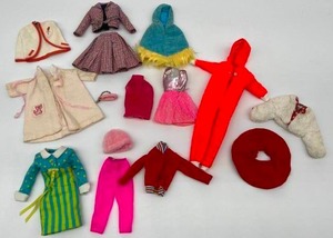 lot 142 image: Vintage Original Mattel SKIPPER FRANCIE Clothing - Skating, Snowsuit, Dresses, Bathrobe, Cape
